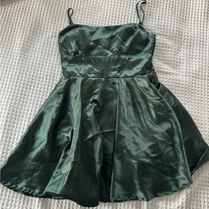 Windsor Green Satin Mini Skater Dress